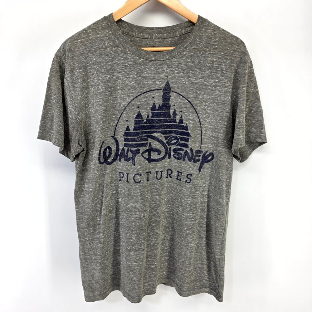 Disney T-Shirt‎ Mens L Gray Walt Disney Pictures Sleeping Beauty Castle Graphic